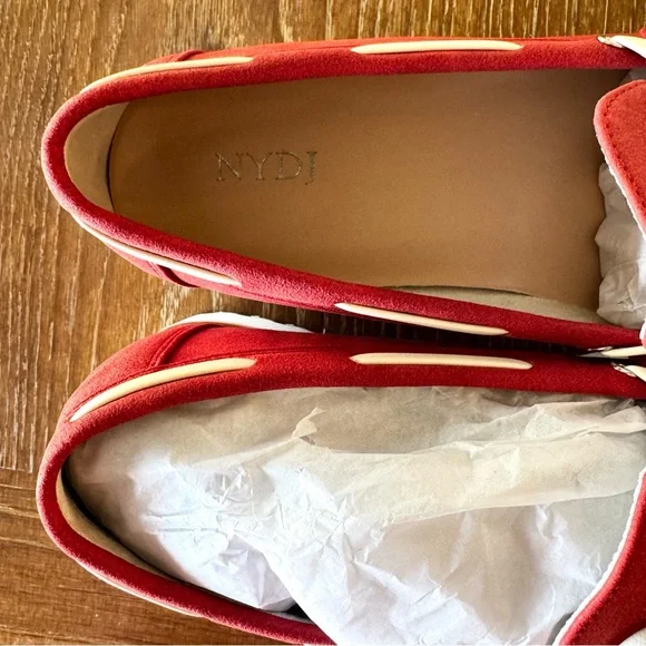 NIB coral red NYDJ Olsen boat shoes 8.5M - Picture 7 of 12